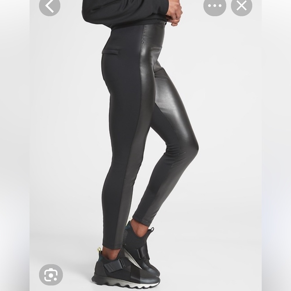 Athleta Delancy Shine Tight Faux Leather Leggings Sz L